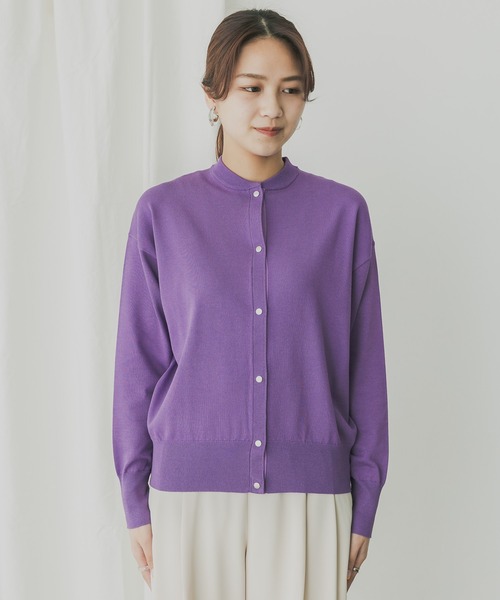 KBF+(ケービーエフプラス)の「KBF+ コンパクトニットカーディガン(カーディガン/ボレロ・レディース・ブラック/パープル/オフホワイト/キャメル・ONE)」の7枚目の写真