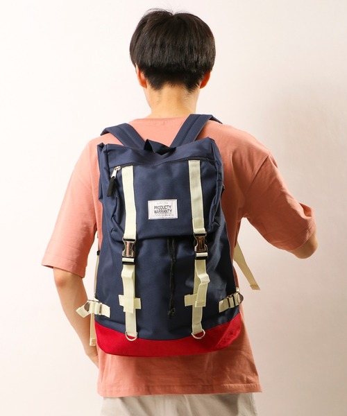 PRODUCTY WARRANTY（プロダクティワランティ）の「【PRODUCTY WARRANTY】 DOUBLE STRAP COLOR TAPE BACK PACK WHITE LABEL ダブルストラップバックパック（バックパック/リュック・レディース・チャコールグレー/ネイビー/カモフラージュ/ブラック×ホワイト/ブラック×ブラック・FREE）」の4枚目の写真