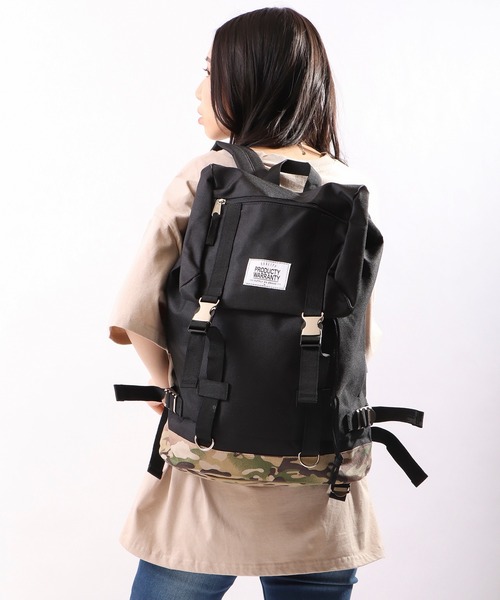PRODUCTY WARRANTY（プロダクティワランティ）の「【PRODUCTY WARRANTY】 DOUBLE STRAP COLOR TAPE BACK PACK WHITE LABEL ダブルストラップバックパック（バックパック/リュック・レディース・チャコールグレー/ネイビー/カモフラージュ/ブラック×ホワイト/ブラック×ブラック・FREE）」の5枚目の写真