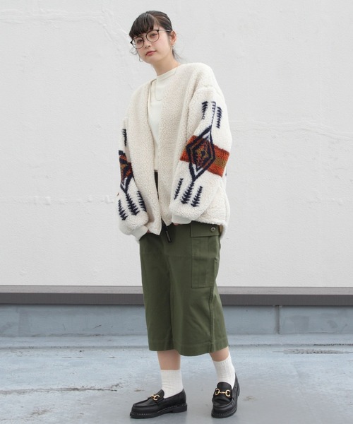 PENDLETON（ペンドルトン）の「PENDLETON/ペンドルトン　ボアジップアップカーディガン　BOA ZIP UP CARDIGAN（ウィメンズ） 5105（カーディガン/ボレロ・レディース・ブラック/アイボリー/キャメル・FREE）」の9枚目の写真