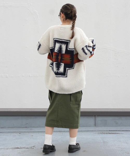 PENDLETON（ペンドルトン）の「PENDLETON/ペンドルトン　ボアジップアップカーディガン　BOA ZIP UP CARDIGAN（ウィメンズ） 5105（カーディガン/ボレロ・レディース・ブラック/アイボリー/キャメル・FREE）」の11枚目の写真