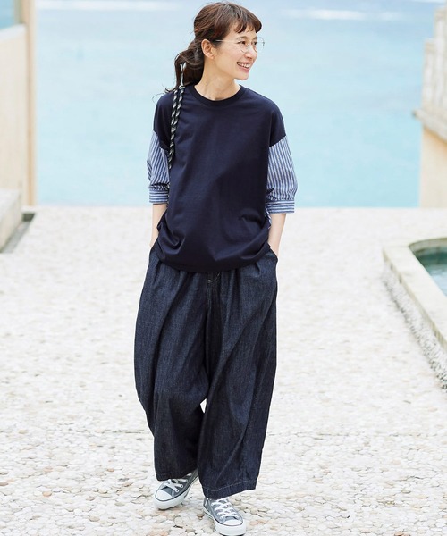 Sunny clouds(サニークラウズ)の「サニークラウズ ブカブカジーパン〈レディース〉(デニムパンツ・レディース・ダークインディゴブルー・MEDIUM/X-LARGE/LARGE/NM/XX-LARGE)」の16枚目の写真