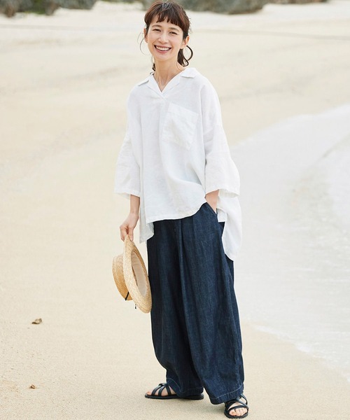 Sunny clouds(サニークラウズ)の「サニークラウズ ブカブカジーパン〈レディース〉(デニムパンツ・レディース・ダークインディゴブルー・MEDIUM/X-LARGE/LARGE/NM/XX-LARGE)」の4枚目の写真