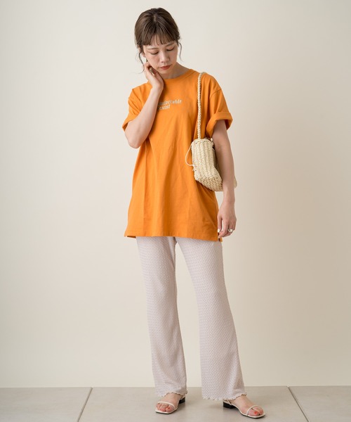 Kastane(カスタネ)の「Frame StitchロゴTee(Tシャツ/カットソー・レディース・スカイブルー/オレンジ/イエロー/オフホワイト・XL/M)」の7枚目の写真