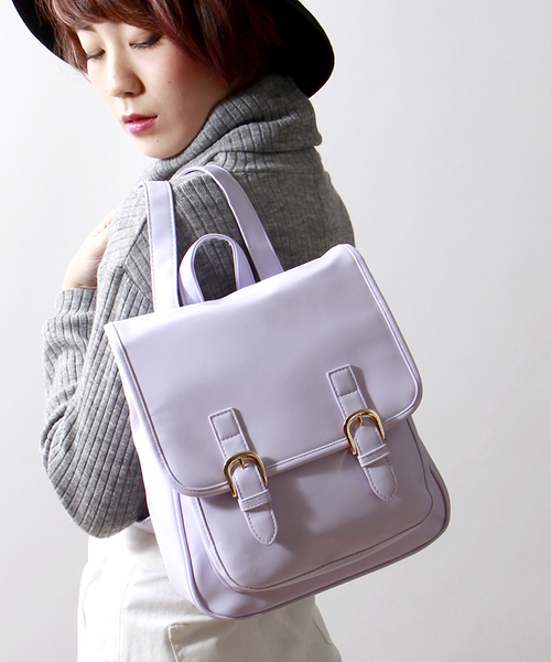 WEGO（ウィゴー）の「WEGO/ミニサッチェルリュック（バックパック/リュック・レディース・ホワイト/ブラック/サックスブルー/パープル/イエロー/ピンク/ブルー/キャメル・FREE）」の5枚目の写真