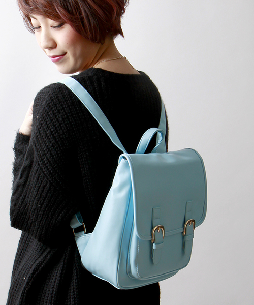 WEGO（ウィゴー）の「WEGO/ミニサッチェルリュック（バックパック/リュック・レディース・ホワイト/ブラック/サックスブルー/パープル/イエロー/ピンク/ブルー/キャメル・FREE）」の3枚目の写真