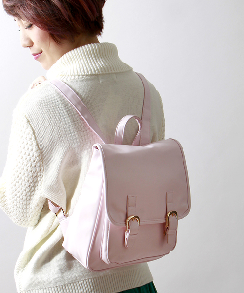 WEGO（ウィゴー）の「WEGO/ミニサッチェルリュック（バックパック/リュック・レディース・ホワイト/ブラック/サックスブルー/パープル/イエロー/ピンク/ブルー/キャメル・FREE）」の8枚目の写真