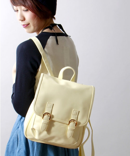 WEGO（ウィゴー）の「WEGO/ミニサッチェルリュック（バックパック/リュック・レディース・ホワイト/ブラック/サックスブルー/パープル/イエロー/ピンク/ブルー/キャメル・FREE）」の6枚目の写真