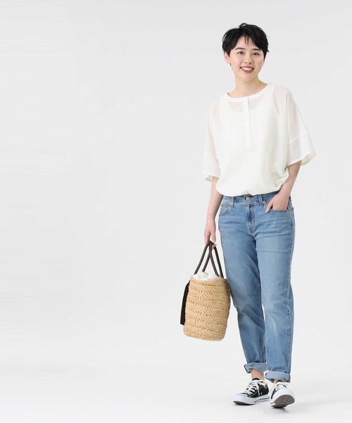 HONEYSUCKLE ROSE（ハニーサックルローズ）の「【HONEYSUCKLE ROSE】2WAYシアーブラウス（シャツ/ブラウス・レディース・ホワイト/ベージュ/ネイビー・M/L）」の14枚目の写真