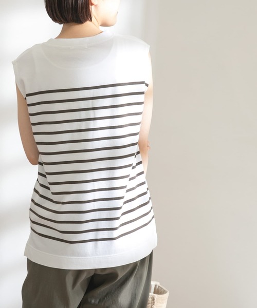FORK&SPOON(フォークアンドスプーン)の「FORK&SPOON パネルボーダーノースリーブTシャツ(Tシャツ/カットソー・レディース・グリーン系その他/ホワイト系その他/ブルー系その他・ONE)」の9枚目の写真