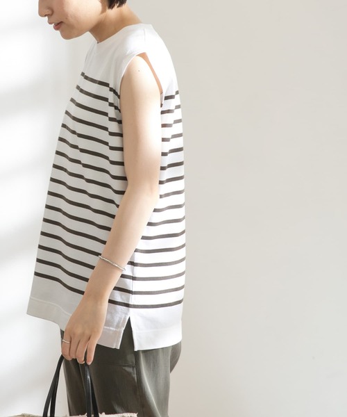 FORK&SPOON(フォークアンドスプーン)の「FORK&SPOON パネルボーダーノースリーブTシャツ(Tシャツ/カットソー・レディース・グリーン系その他/ホワイト系その他/ブルー系その他・ONE)」の11枚目の写真