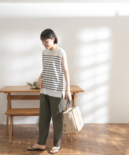 FORK&SPOON(フォークアンドスプーン)の「FORK&SPOON パネルボーダーノースリーブTシャツ(Tシャツ/カットソー・レディース・グリーン系その他/ホワイト系その他/ブルー系その他・ONE)」の13枚目の写真