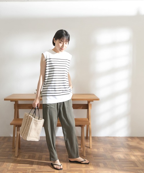 FORK&SPOON(フォークアンドスプーン)の「FORK&SPOON パネルボーダーノースリーブTシャツ(Tシャツ/カットソー・レディース・グリーン系その他/ホワイト系その他/ブルー系その他・ONE)」の14枚目の写真