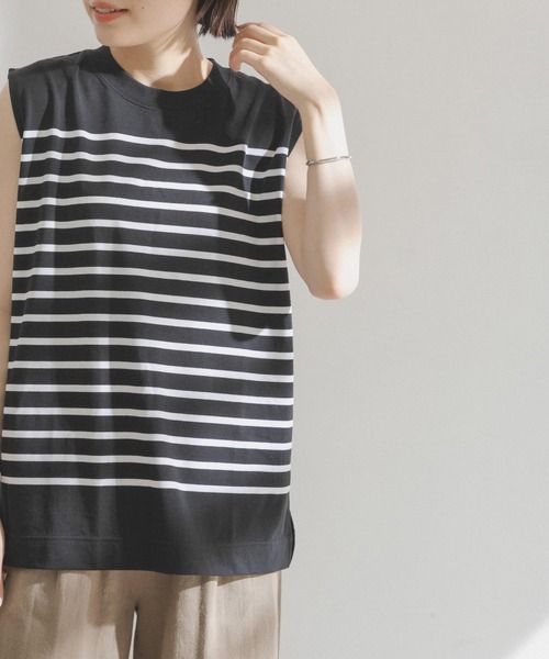 FORK&SPOON(フォークアンドスプーン)の「FORK&SPOON パネルボーダーノースリーブTシャツ(Tシャツ/カットソー・レディース・グリーン系その他/ホワイト系その他/ブルー系その他・ONE)」の15枚目の写真