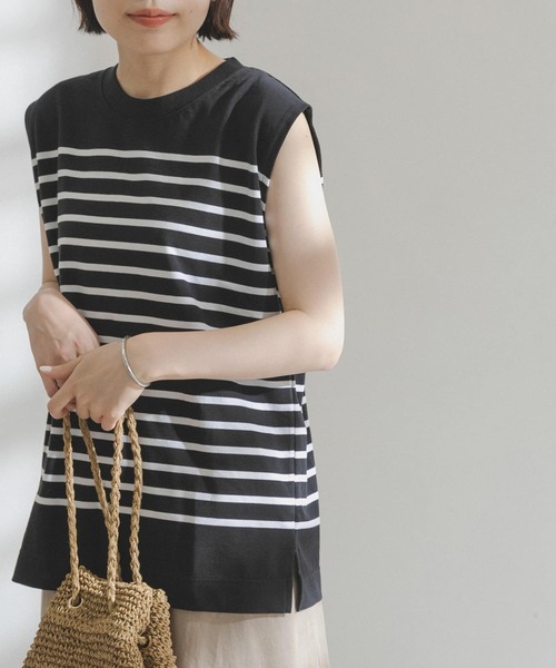 FORK&SPOON(フォークアンドスプーン)の「FORK&SPOON パネルボーダーノースリーブTシャツ(Tシャツ/カットソー・レディース・グリーン系その他/ホワイト系その他/ブルー系その他・ONE)」の20枚目の写真