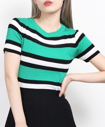 WC | マルチボーダー半袖ニットソー(Tシャツ/カットソー)