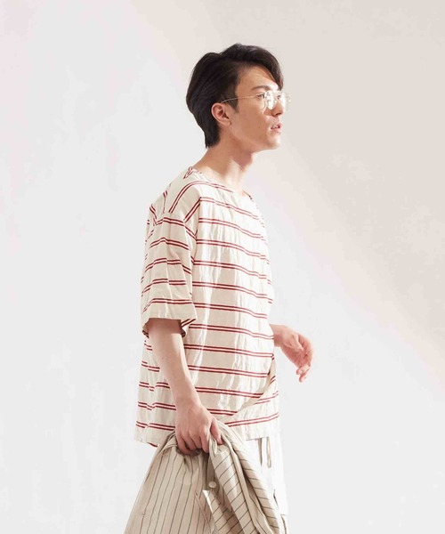 UNPERFECT（アンパーフェクト）の「[WEB限定] UNPERFECT C/L BORDER PULL OVER T SHIRTS（Tシャツ/カットソー・メンズ・ホワイト/ネイビー/レッド・4/3）」の7枚目の写真