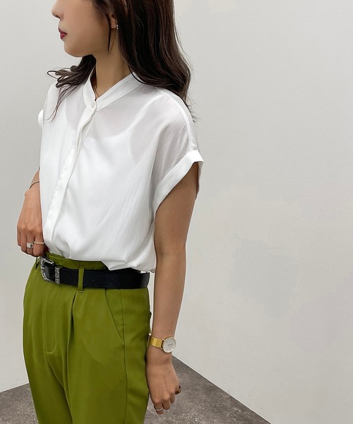 apres jour mignon（アプレジュールミニョン）の「バンドカラーフレンチシャツ 【ZOZOTOWN限定アイテム】（シャツ/ブラウス・レディース・ブラック/オフホワイト/パープル・フリー/X-LARGE）」の15枚目の写真