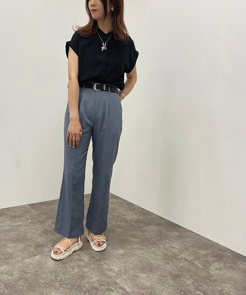 apres jour mignon（アプレジュールミニョン）の「バンドカラーフレンチシャツ 【ZOZOTOWN限定アイテム】（シャツ/ブラウス・レディース・ブラック/オフホワイト/パープル・フリー/X-LARGE）」の13枚目の写真