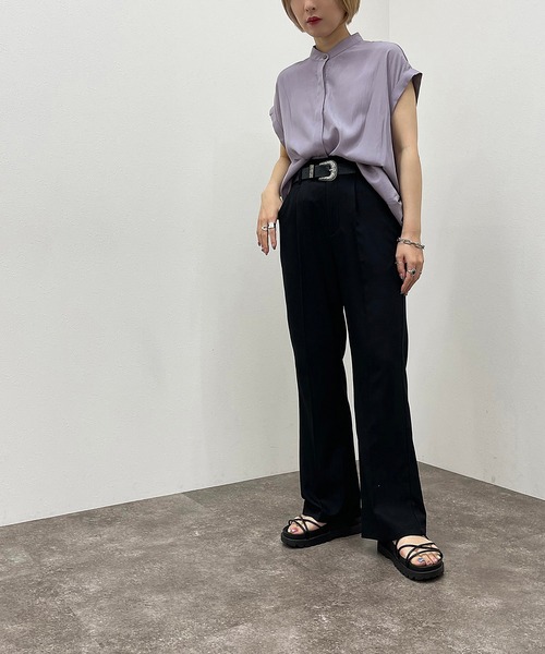 apres jour mignon（アプレジュールミニョン）の「バンドカラーフレンチシャツ 【ZOZOTOWN限定アイテム】（シャツ/ブラウス・レディース・ブラック/オフホワイト/パープル・フリー/X-LARGE）」の17枚目の写真