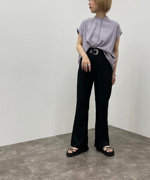 apres jour mignon（アプレジュールミニョン）の「バンドカラーフレンチシャツ 【ZOZOTOWN限定アイテム】（シャツ/ブラウス・レディース・ブラック/オフホワイト/パープル・フリー/X-LARGE）」の20枚目の写真