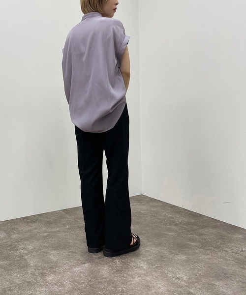 apres jour mignon（アプレジュールミニョン）の「バンドカラーフレンチシャツ 【ZOZOTOWN限定アイテム】（シャツ/ブラウス・レディース・ブラック/オフホワイト/パープル・フリー/X-LARGE）」の14枚目の写真