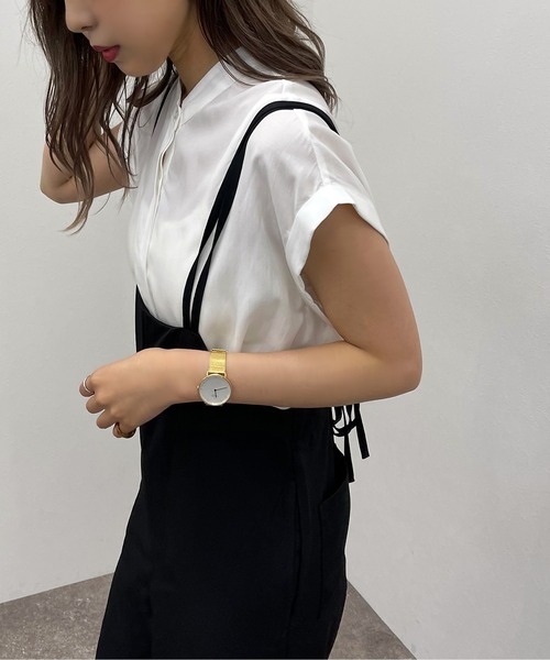 apres jour mignon（アプレジュールミニョン）の「バンドカラーフレンチシャツ 【ZOZOTOWN限定アイテム】（シャツ/ブラウス・レディース・ブラック/オフホワイト/パープル・フリー/X-LARGE）」の7枚目の写真