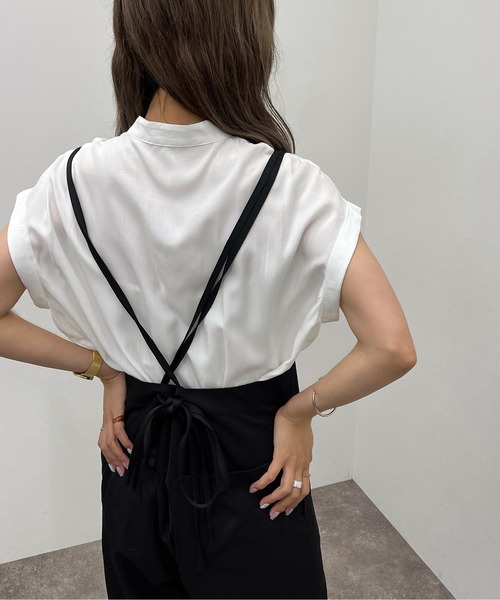 apres jour mignon（アプレジュールミニョン）の「バンドカラーフレンチシャツ 【ZOZOTOWN限定アイテム】（シャツ/ブラウス・レディース・ブラック/オフホワイト/パープル・フリー/X-LARGE）」の8枚目の写真