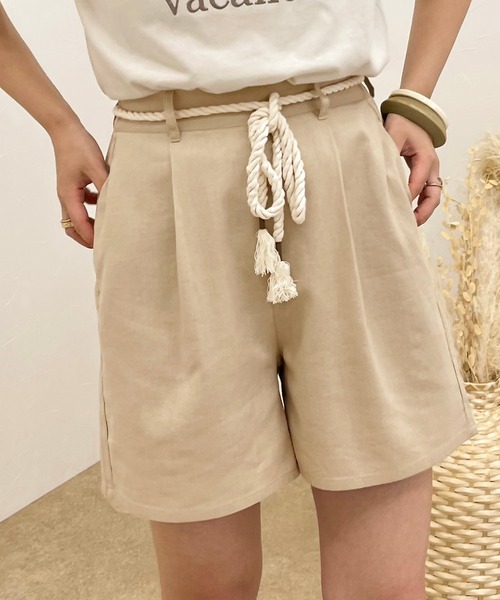 apres jour clair(アプレジュールクレア)の「【apres jour clair】リネンライクSET UP ショートパンツ【ZOZOTOWN限定アイテム】(その他パンツ・レディース・ライトベージュ/ベージュ・フリー/X-LARGE)」の2枚目の写真