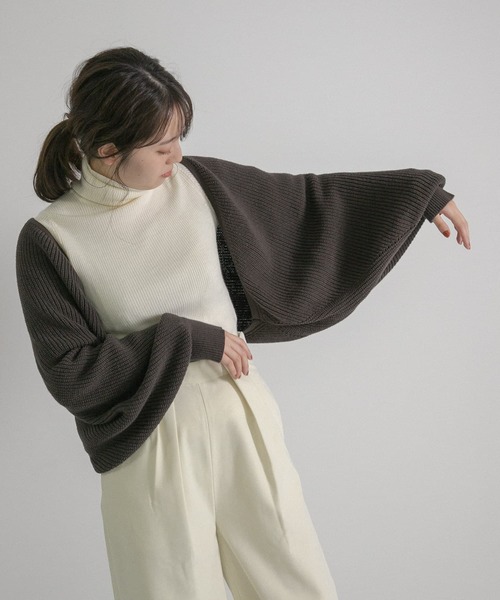 LAATO（ラート）の「VOLUME CARDIGAN（カーディガン/ボレロ・レディース・ベージュ/ブラウン・FREE）」の22枚目の写真