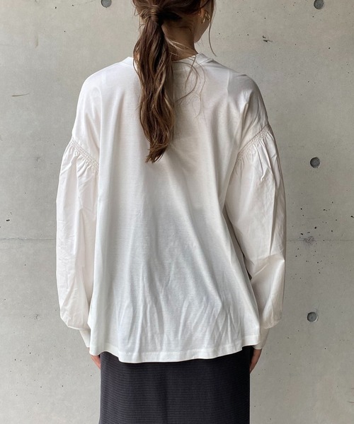 CAPRICIEUX LE'MAGE（カプリシューレマージュ）の「ドッキングパフロンT（Tシャツ/カットソー・レディース・ホワイト/ブラック・FREE）」の5枚目の写真