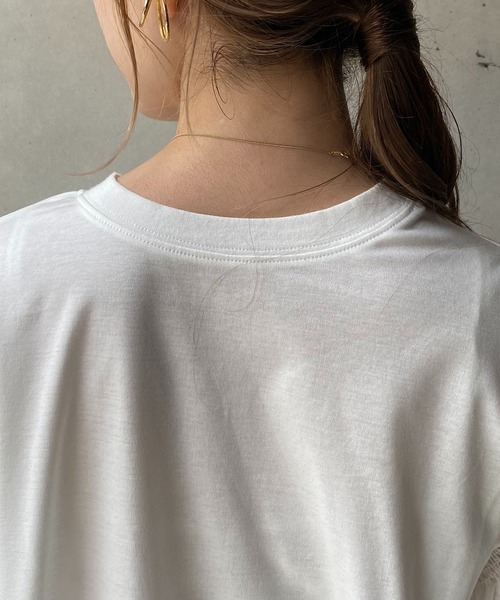 CAPRICIEUX LE'MAGE（カプリシューレマージュ）の「ドッキングパフロンT（Tシャツ/カットソー・レディース・ホワイト/ブラック・FREE）」の6枚目の写真