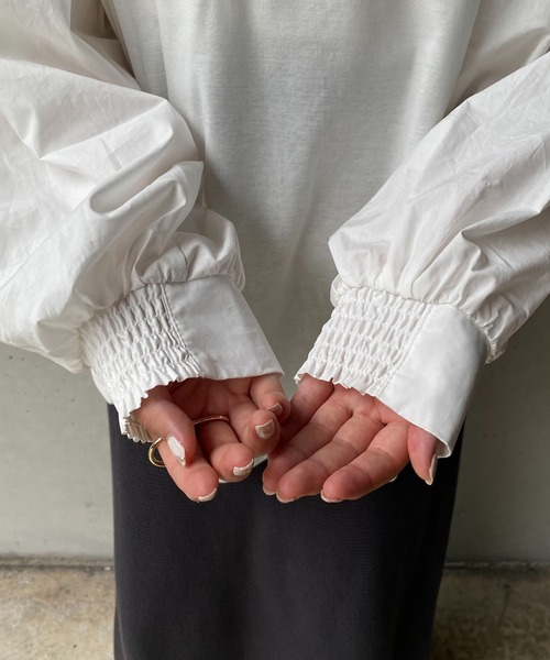 CAPRICIEUX LE'MAGE（カプリシューレマージュ）の「ドッキングパフロンT（Tシャツ/カットソー・レディース・ホワイト/ブラック・FREE）」の9枚目の写真