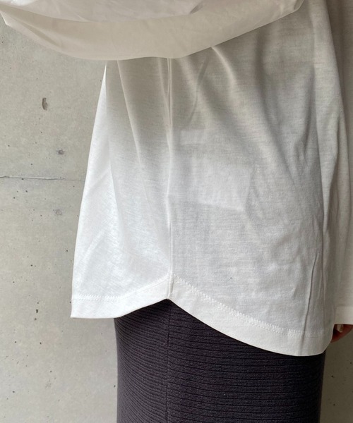 CAPRICIEUX LE'MAGE（カプリシューレマージュ）の「ドッキングパフロンT（Tシャツ/カットソー・レディース・ホワイト/ブラック・FREE）」の11枚目の写真