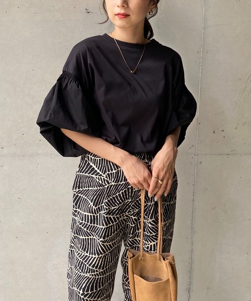 CAPRICIEUX LE'MAGE（カプリシューレマージュ）の「ドッキングパフロンT（Tシャツ/カットソー・レディース・ホワイト/ブラック・FREE）」の20枚目の写真