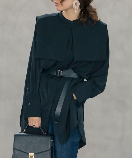 coen(コーエン)の「【WEB限定】大人見えの旬アイテム。2WAYセーラーカラーチュニックシャツ#(シャツ/ブラウス・レディース・ブラック/コバルトブルー/ホワイト・FREE)」の3枚目の写真