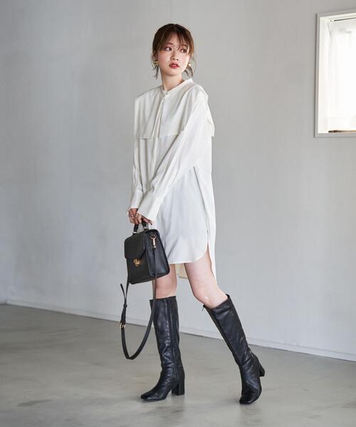 coen(コーエン)の「【WEB限定】大人見えの旬アイテム。2WAYセーラーカラーチュニックシャツ#(シャツ/ブラウス・レディース・ブラック/コバルトブルー/ホワイト・FREE)」の4枚目の写真