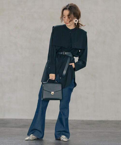 coen(コーエン)の「【WEB限定】大人見えの旬アイテム。2WAYセーラーカラーチュニックシャツ#(シャツ/ブラウス・レディース・ブラック/コバルトブルー/ホワイト・FREE)」の5枚目の写真