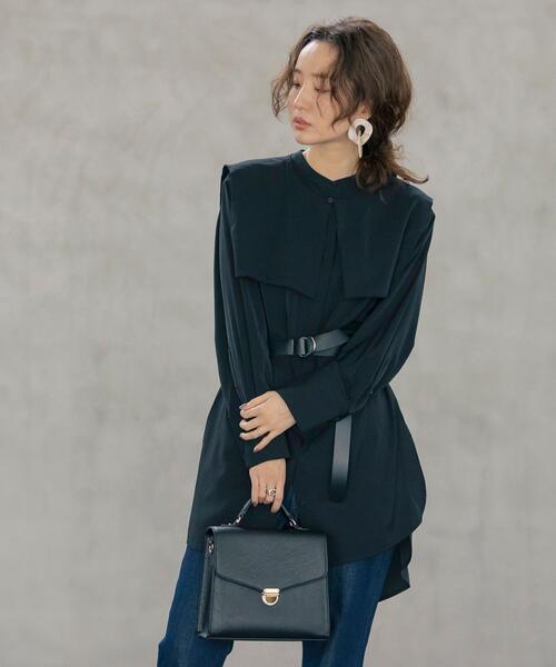 coen(コーエン)の「【WEB限定】大人見えの旬アイテム。2WAYセーラーカラーチュニックシャツ#(シャツ/ブラウス・レディース・ブラック/コバルトブルー/ホワイト・FREE)」の22枚目の写真