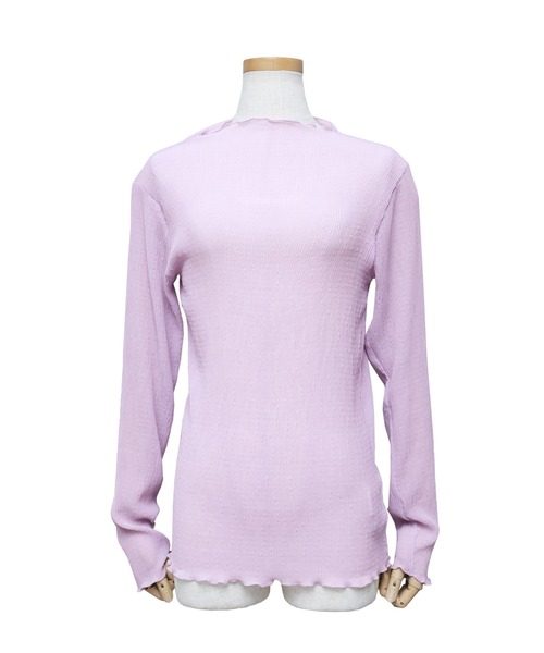 reca（レカ）の「シースルーメロー楊柳プリーツハイネックプルオーバー（シャツ/ブラウス・レディース・ブラック/アイボリー/ブラウン/ライトグリーン/パープル/チャコールグレー・M）」の20枚目の写真