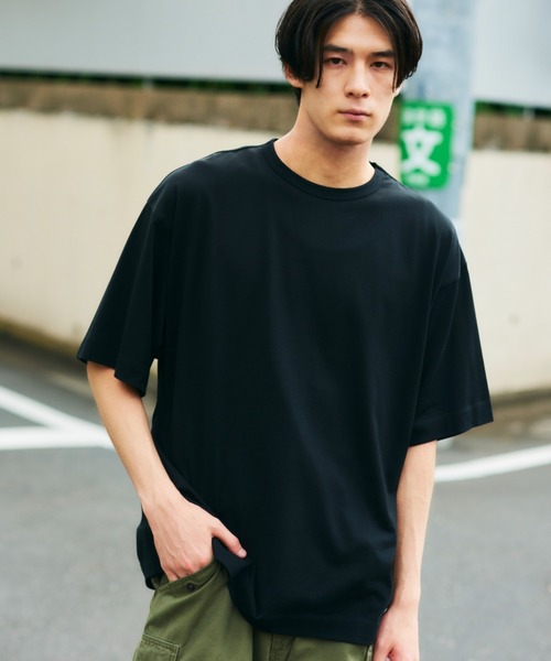 NewAnce（ニュアンス）の「【NewAnce】Oversized T Shirt オーバーサイズシルケットTシャツ（Tシャツ/カットソー・メンズ・ホワイト/ブラック/ダークグリーン・5/4）」の3枚目の写真