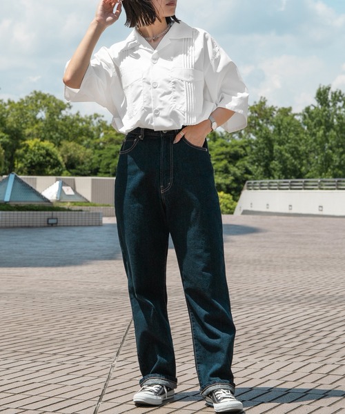 PairPair(ペアペア)の「キューバシャツ(ユニセックス)(シャツ/ブラウス・レディース・ミント/チャコールグレー/オフホワイト・MEDIUM/LARGE)」の4枚目の写真