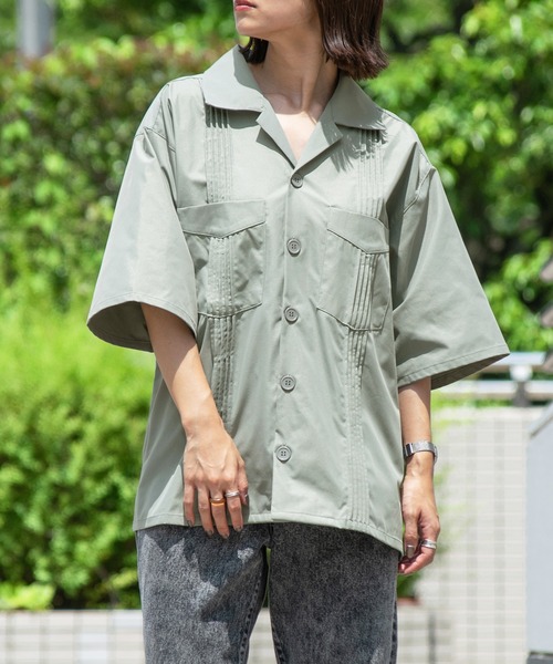 PairPair(ペアペア)の「キューバシャツ(ユニセックス)(シャツ/ブラウス・レディース・ミント/チャコールグレー/オフホワイト・MEDIUM/LARGE)」の10枚目の写真