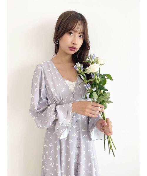 Honey Salon（ハニーサロン）の「honeyチェリーロングワンピース（ワンピース・レディース・ベージュ/グレー系その他・FREE）」の15枚目の写真