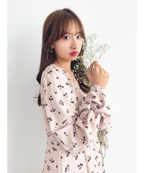 Honey Salon（ハニーサロン）の「honeyチェリーロングワンピース（ワンピース・レディース・ベージュ/グレー系その他・FREE）」の14枚目の写真