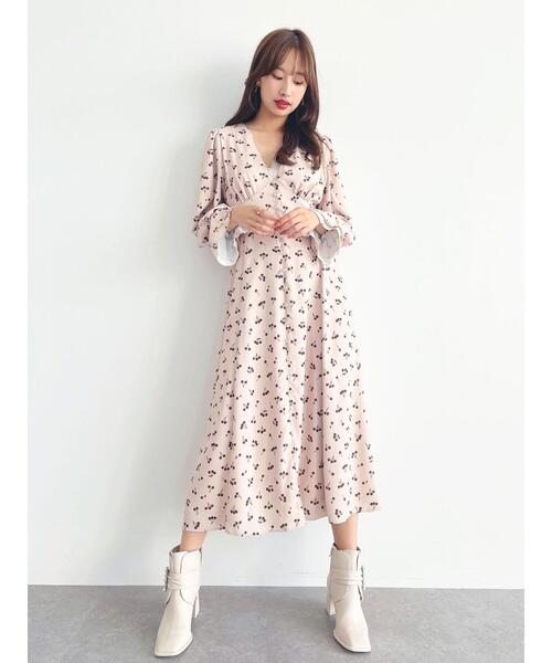 Honey Salon（ハニーサロン）の「honeyチェリーロングワンピース（ワンピース・レディース・ベージュ/グレー系その他・FREE）」の12枚目の写真