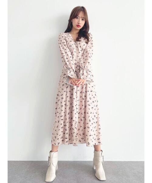 Honey Salon（ハニーサロン）の「honeyチェリーロングワンピース（ワンピース・レディース・ベージュ/グレー系その他・FREE）」の11枚目の写真