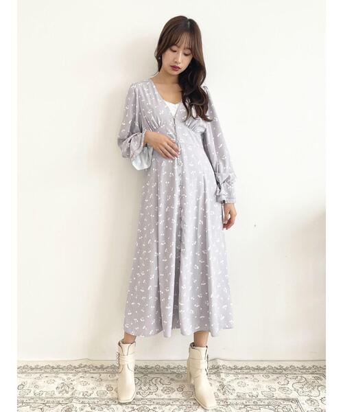 Honey Salon（ハニーサロン）の「honeyチェリーロングワンピース（ワンピース・レディース・ベージュ/グレー系その他・FREE）」の8枚目の写真