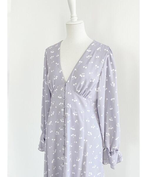 Honey Salon（ハニーサロン）の「honeyチェリーロングワンピース（ワンピース・レディース・ベージュ/グレー系その他・FREE）」の5枚目の写真