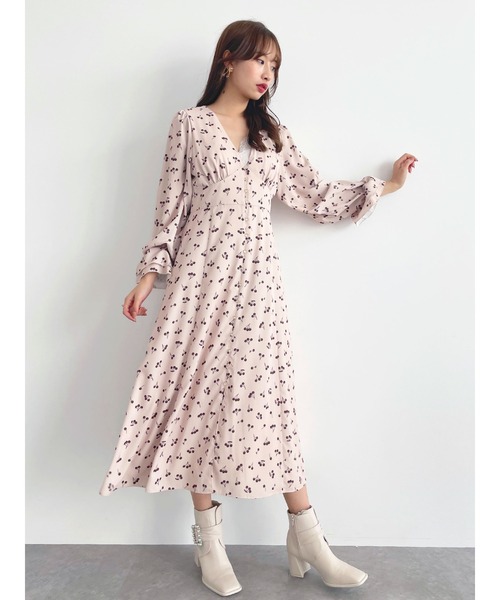 Honey Salon（ハニーサロン）の「honeyチェリーロングワンピース（ワンピース・レディース・ベージュ/グレー系その他・FREE）」の22枚目の写真